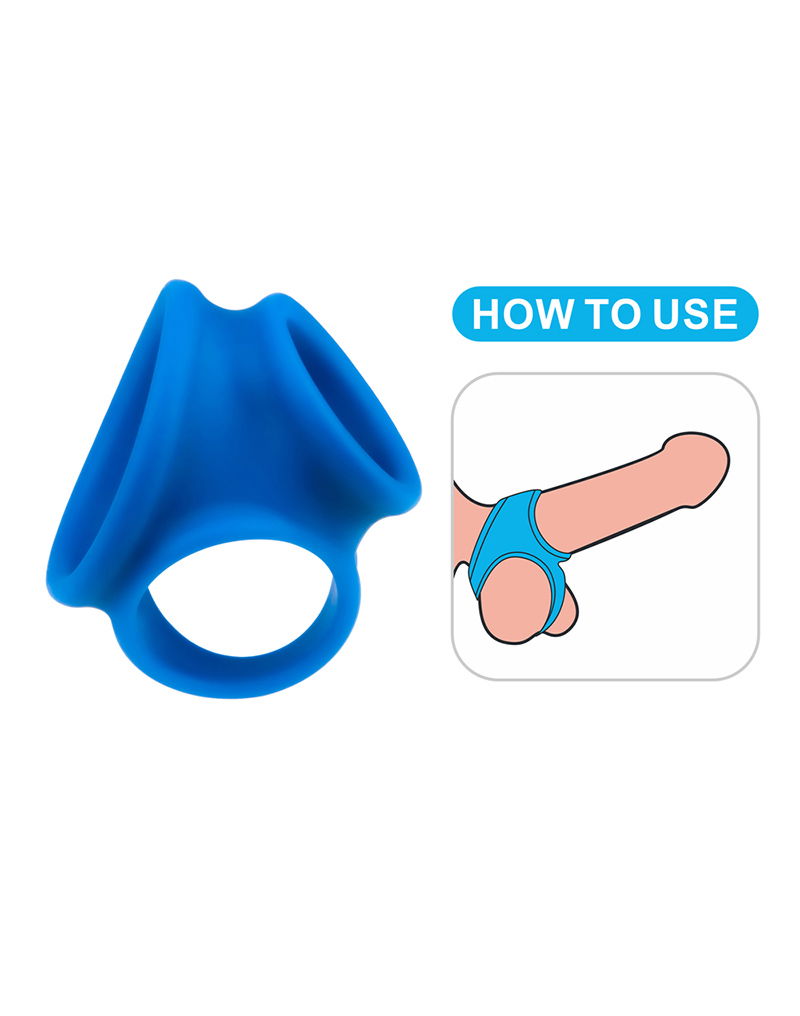 Lovetoy Pinnacle Pro Trio Grip Enhancer Mens Cock and Balls Ring Blue - - Ball and Cock Toys