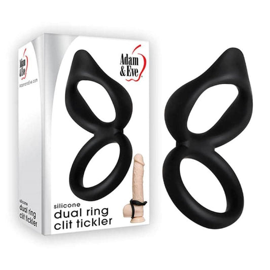Adam & Eve Silicone Dual Ring Clit Stimulator - Heighten Arousal - Stretchy Cock Rings