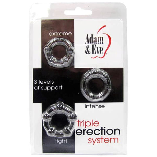 Adam & Eve Triple Erection System - Stretchy Cock Rings