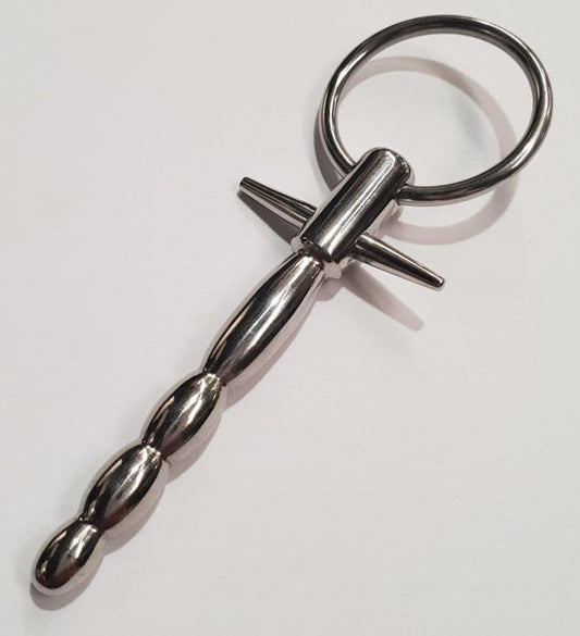 Behind Kink Waving Penis Plug with T Bar and Ring - Penis Plugs