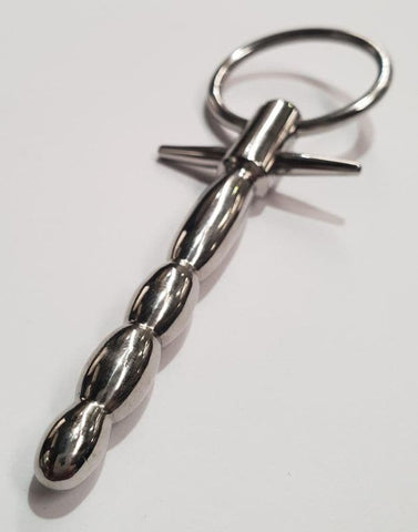 Behind Kink Waving Penis Plug with T Bar and Ring - Penis Plugs