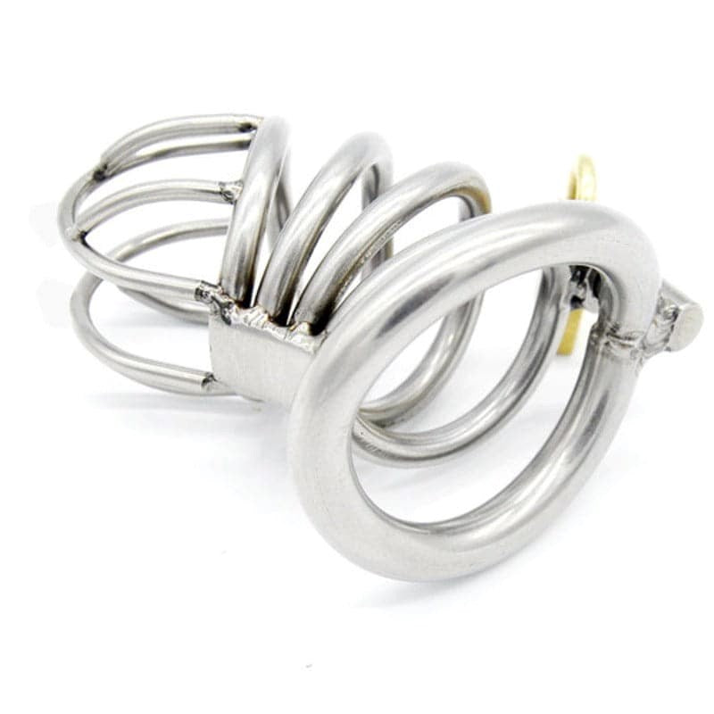 Bent Ring Stainless Steel Chastity Cage - - Male Chastity