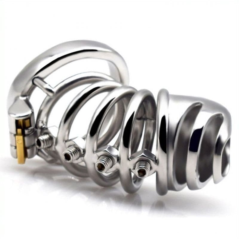 Bolted Chastity Cage With Spikes - - Male Chastity