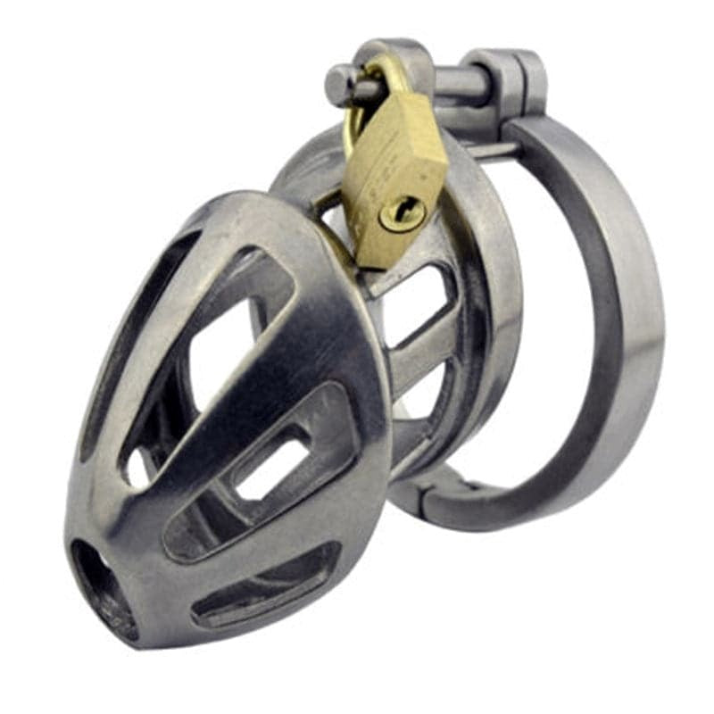 BON4M Stainless Steel Locking Cock Cage Chastity - - Male Chastity