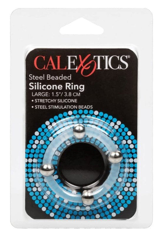 California Exotics Large Steel Beaded Silicone Ring - Cock Rings