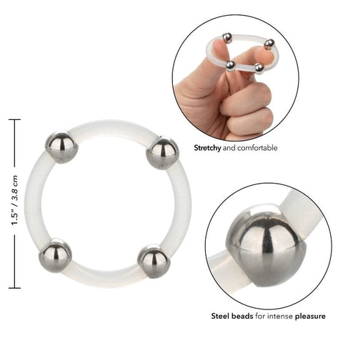 California Exotics Large Steel Beaded Silicone Ring - Cock Rings