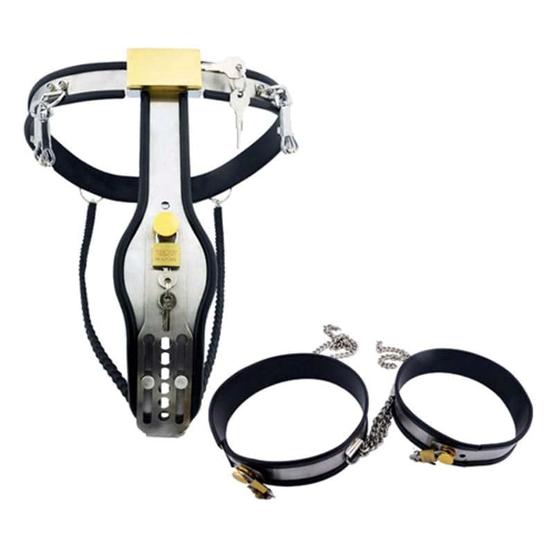 Chained Thigh High Chastity Belt & Cuffs - - Male Chastity