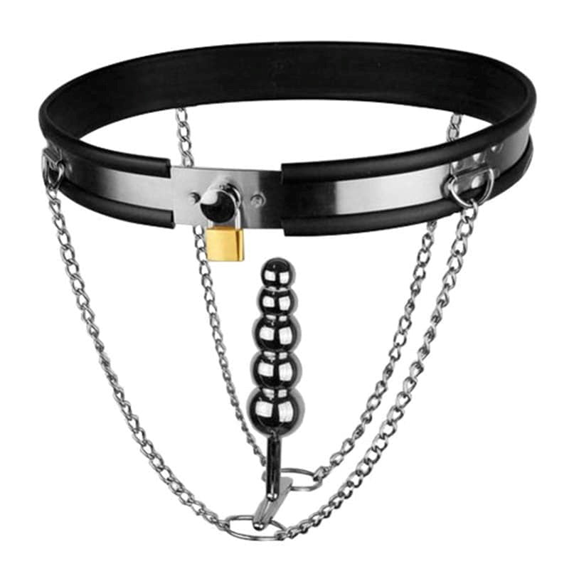 Chastity Belt & Bar With Plug - - Male Chastity