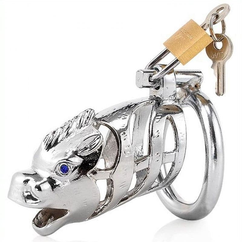 Chinese Zodiac Cock Cage - Horse - SILVER - - Male Chastity