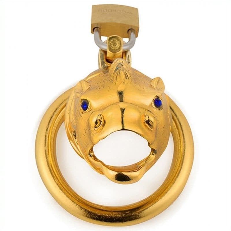 Chinese Zodiac Cock Cage Horse - GOLD - - Male Chastity