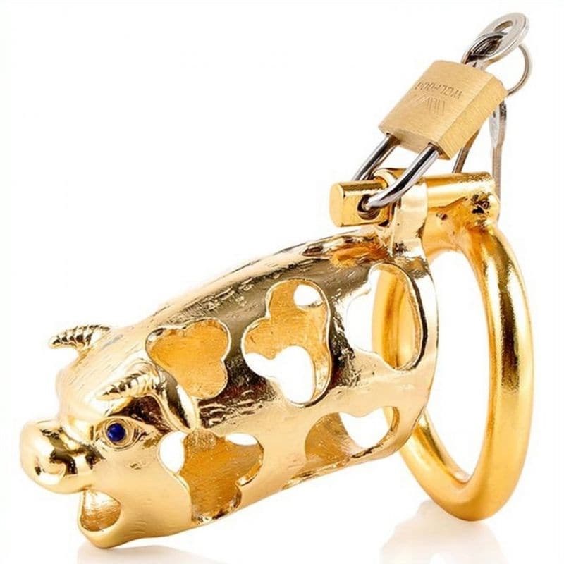 Chinese Zodiac CockCage Ox GOLD - - Male Chastity