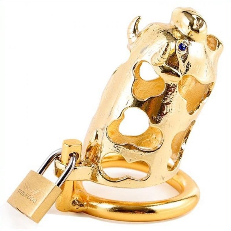 Chinese Zodiac CockCage Ox GOLD - - Male Chastity