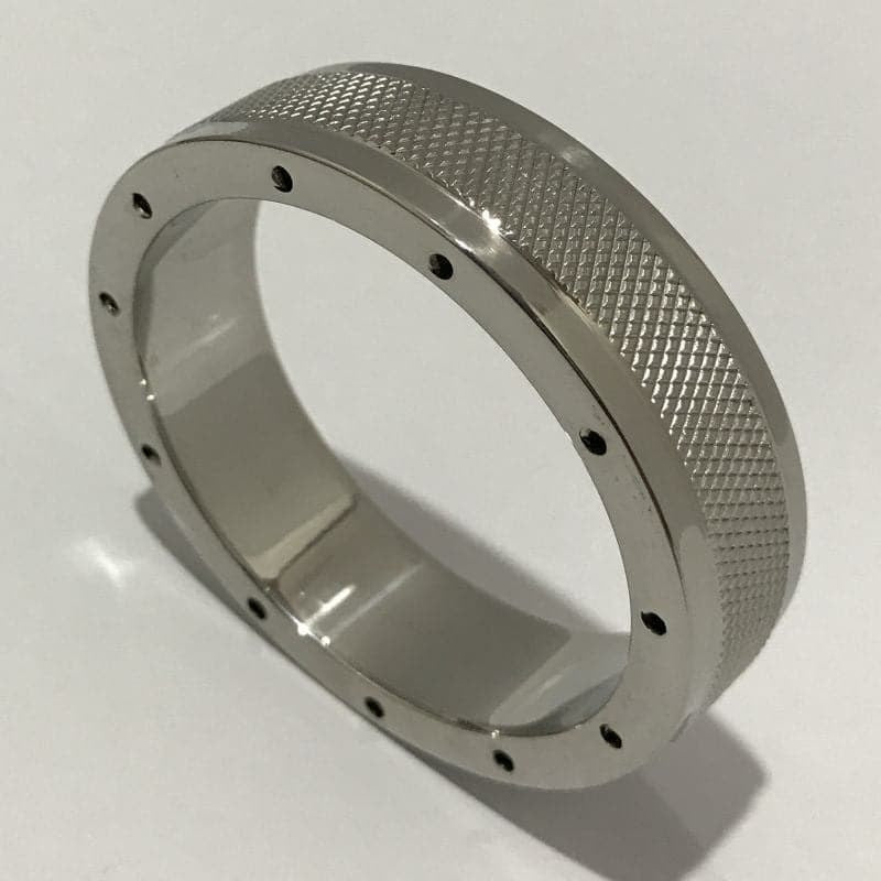 Cool & Knurl Steel Cock Ring - - Cock Rings