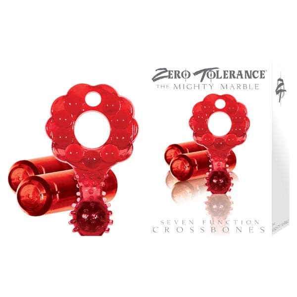 Crossbones Mighty Marble Double Bullet in Red - - Cock Rings