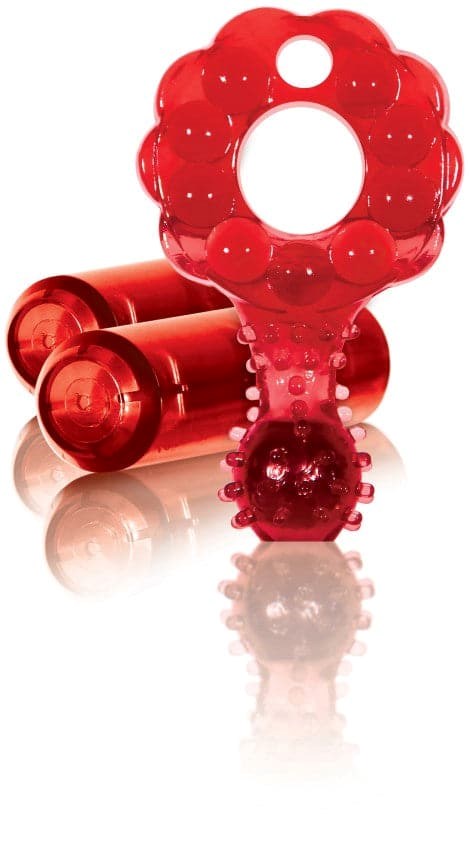 Crossbones Mighty Marble Double Bullet in Red - - Cock Rings