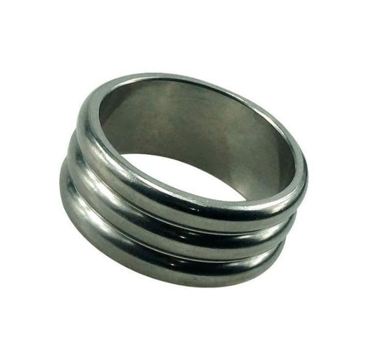 Deep Grooved Steel Cock Ring - - Cock Rings