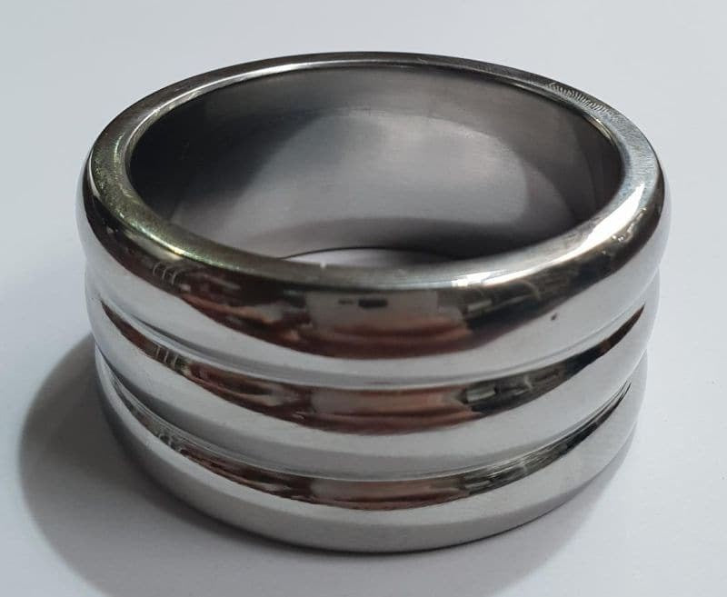 Deep Grooved Steel Cock Ring - - Cock Rings