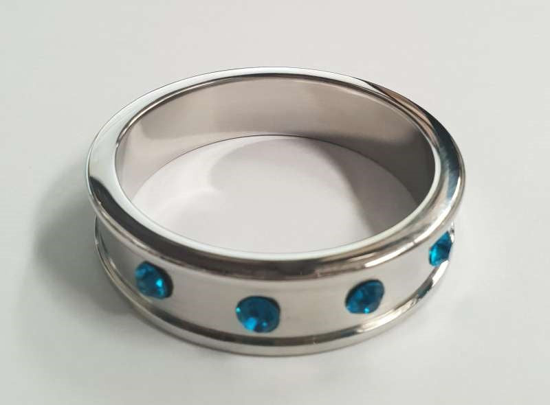 Deep Shallow Cock Ring 55mm Sapphire Gemmed - - Cock Rings