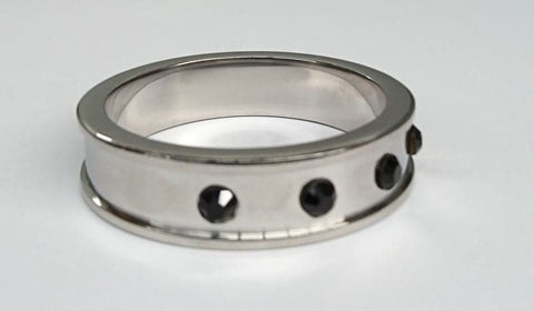 Deep Shallow Steel Cock Ring with Onyx Gem - Cock Rings
