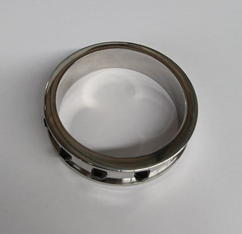 Deep Shallow Steel Cock Ring with Onyx Gem - Cock Rings