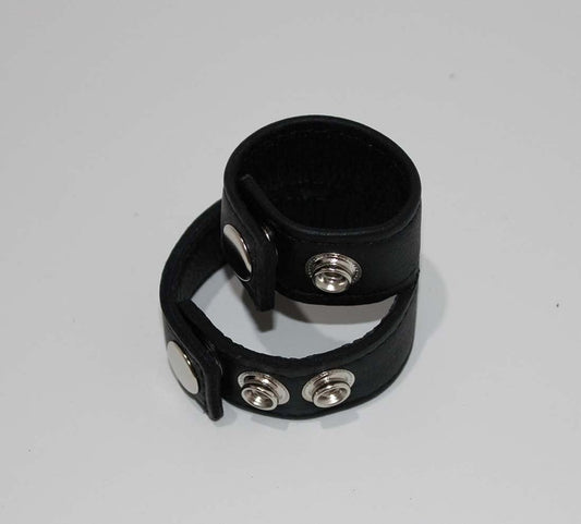Double Strap Leather Cock Ring with Studs - Cock Rings