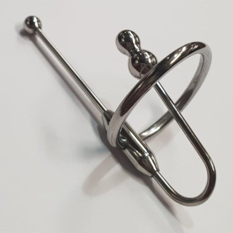 Double Up Steel Penis Plug & Ring - - Penis Plugs