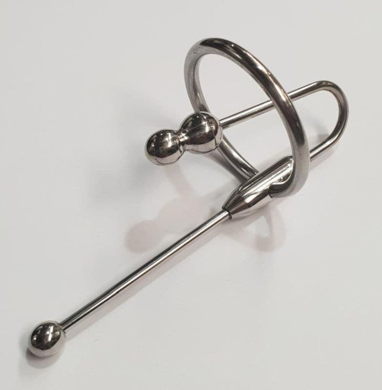 Double Up Steel Penis Plug & Ring XL - - Penis Plugs