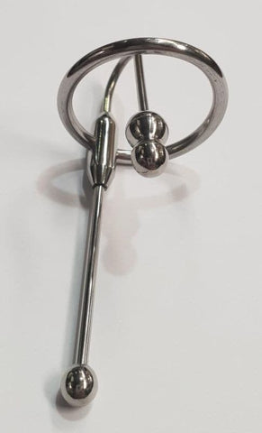 Double Up Steel Penis Plug & Ring XL - Penis Plugs