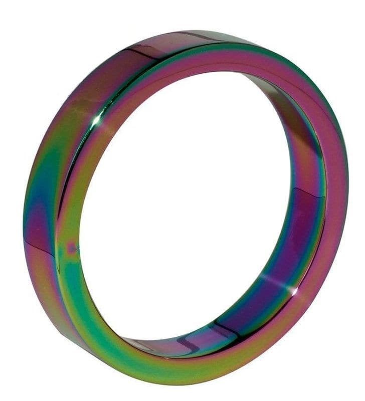 Heavy Duty Rainbow Metal Cock Ring 10mm - - Cock Rings