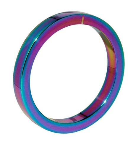 Heavy Duty Rainbow Metal Cock Ring 8mm - Cock Rings