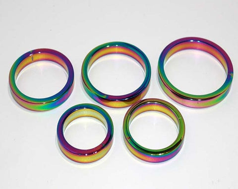 Heavy Duty Rainbow Metal Cock Ring 8mm - Cock Rings