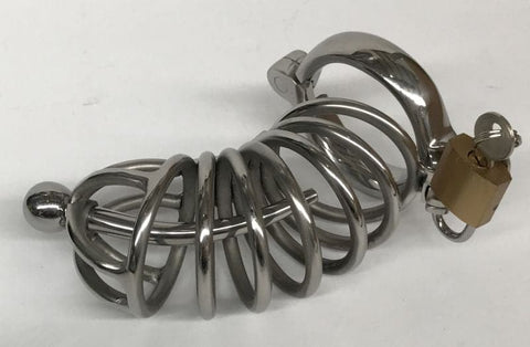 Instituted Cock Cage & Penis Plug Large - Male Chastity