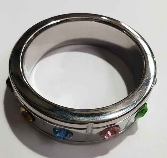 Jewelled Brick Steel Cock Ring - Cock Rings