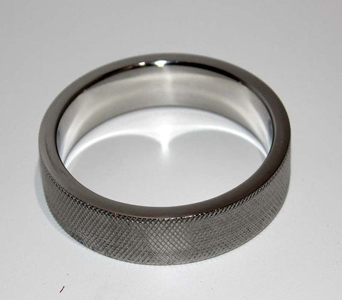 Knurled Surface Steel Cock Ring 15mm Thick Band - Cock Rings
