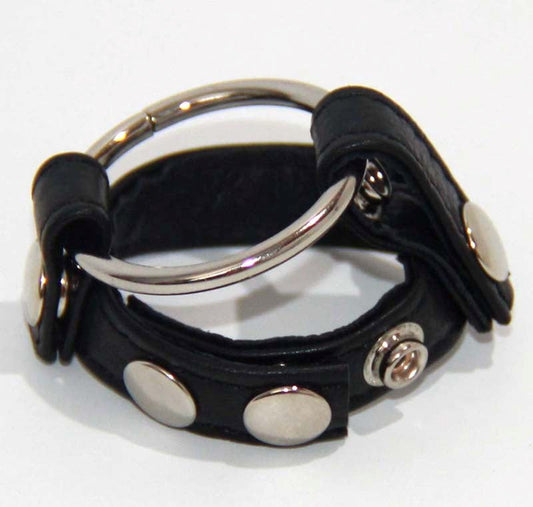 Leather Testicle & Metal Penis Rings - Cock Rings