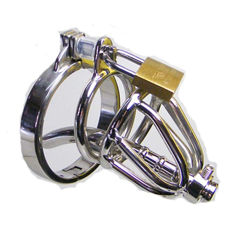 Locked In Pee Thru Steel Male Chastity Cage - - Male Chastity