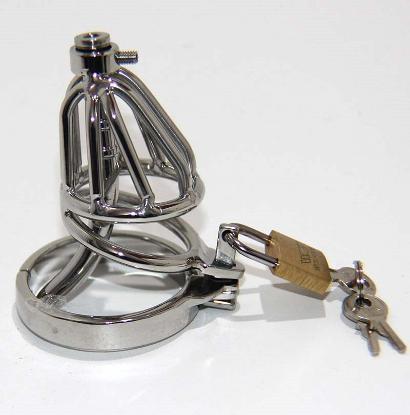 Locked In Pee Thru Steel Male Chastity Cage - - Male Chastity