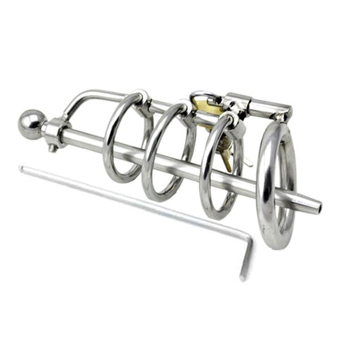 Locking Steel Chastity Device with Penis Plug - Male Chastity