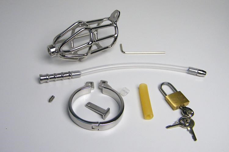 Micturate Cock Cage & Urethral Tube - - Male Chastity