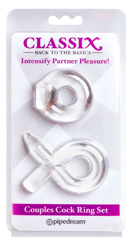 Pipedream Classix Couples Cock Ring Set Clear - Ball and Cock Toys