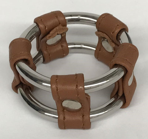Plain Tube Steel Double Cock Ring Brown - Cock Rings