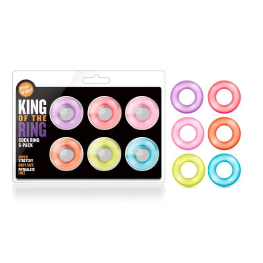 Unlock Longer, Harder, and More Sensational Play - Play With Me King Of The Ring 6-pack - Cock Ring Sets