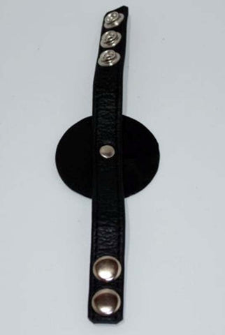 Pleasure Den Leather Cock Ring With Testicle Strap - Cock Rings