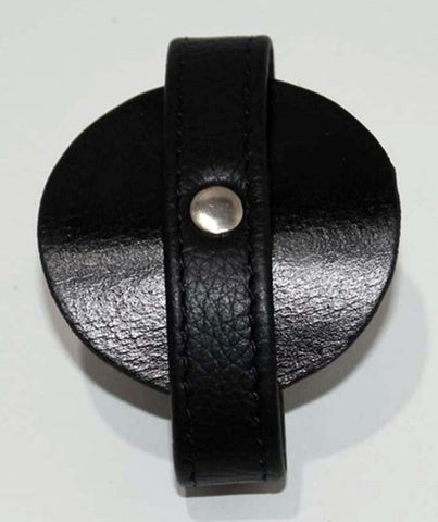 Pleasure Den Leather Cock Ring With Testicle Strap - Cock Rings