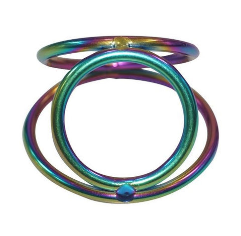 Rainbow Triple Cock and Ball Ring - Cock Rings