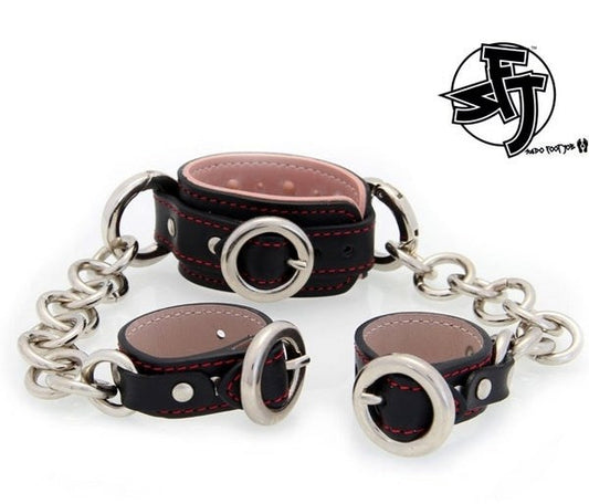 Sado Foot Job Cockring With Chains - Cock Rings