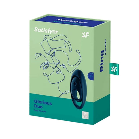 Satisfyer Glorious Duo Mens Powerful Vibrating Cock Ring Blue - Ball and Cock Toys