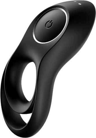 Satisfyer Legendary Duo Vibrating Silicone Cock Ring Black - Ball and Cock Toys