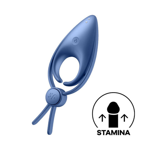 Satisfyer Sniper Waterproof Vibrating Mens Cock Ring Blue - Ball and Cock Toys