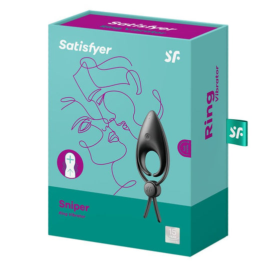 Satisfyer Sniper Silicone Male Penis Ring Black - Ball and Cock Toys
